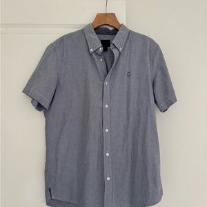 14th & Union men’s blue chambray collared button causal shirt top size large